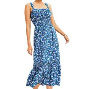 LOFT Blue Floral Midi Dress